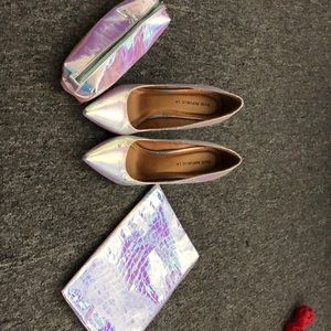 Holographic heels. Two free bags